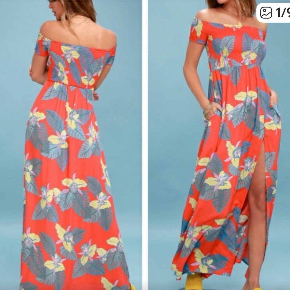 Lulu’s Floral Off-Shoulder Long Dress (S)